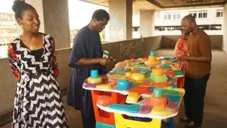 Tom Bogaert, Ant Farm Lagos, installation view with guests, Lagos Biennial 2019